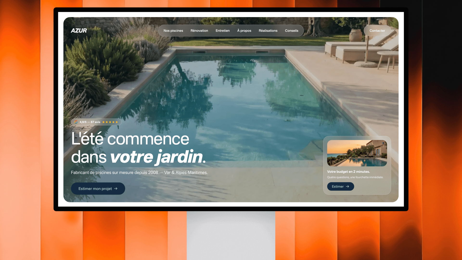 Azur, page Accueil