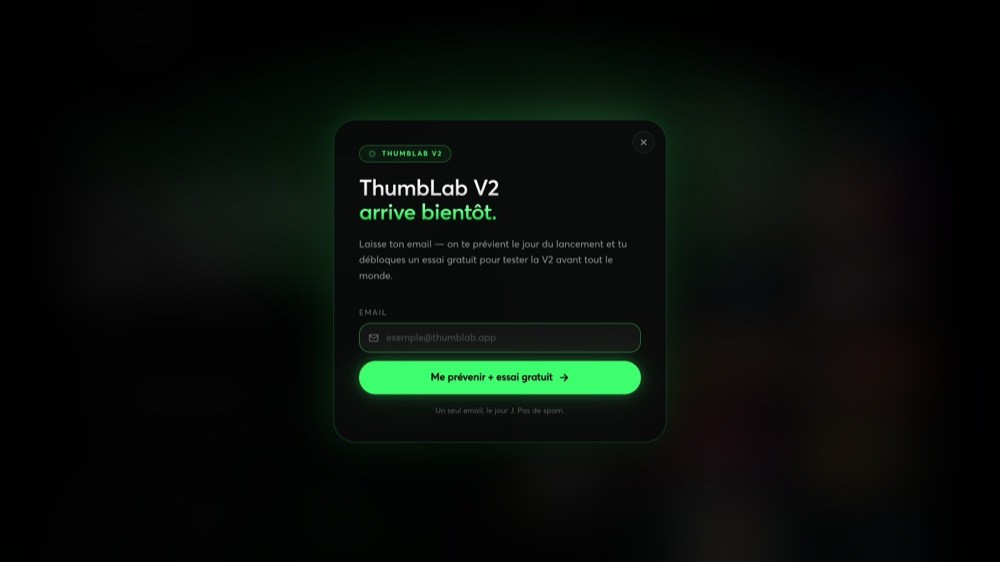 ThumbLab V2 - SaaS pour cr&eacute;ation de miniatures YouTube